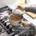 T-fal Signature Nonstick 12 Piece Cookware Set, Oven Safe Up to 350°F, Dishwasher Safe, Pots and Pans Set, Includes Frying Pans, Saucepan, Stockpot, Cooking Utensils, Cream