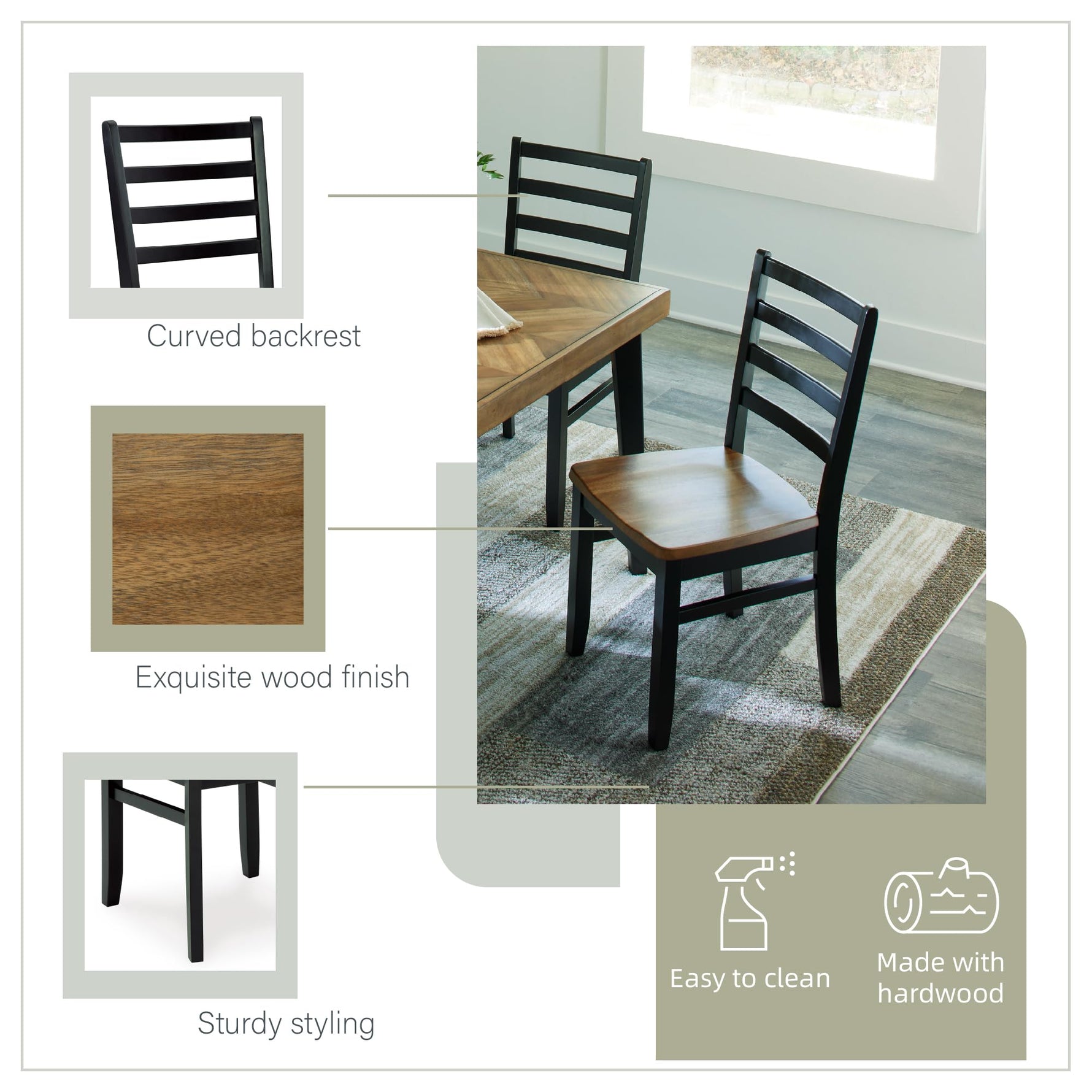 Signature Design by Ashley Caitbrook Rustic 7-Piece Dining Set – Rectangular Table with 6 X-Back Upholstered Chairs, Gray