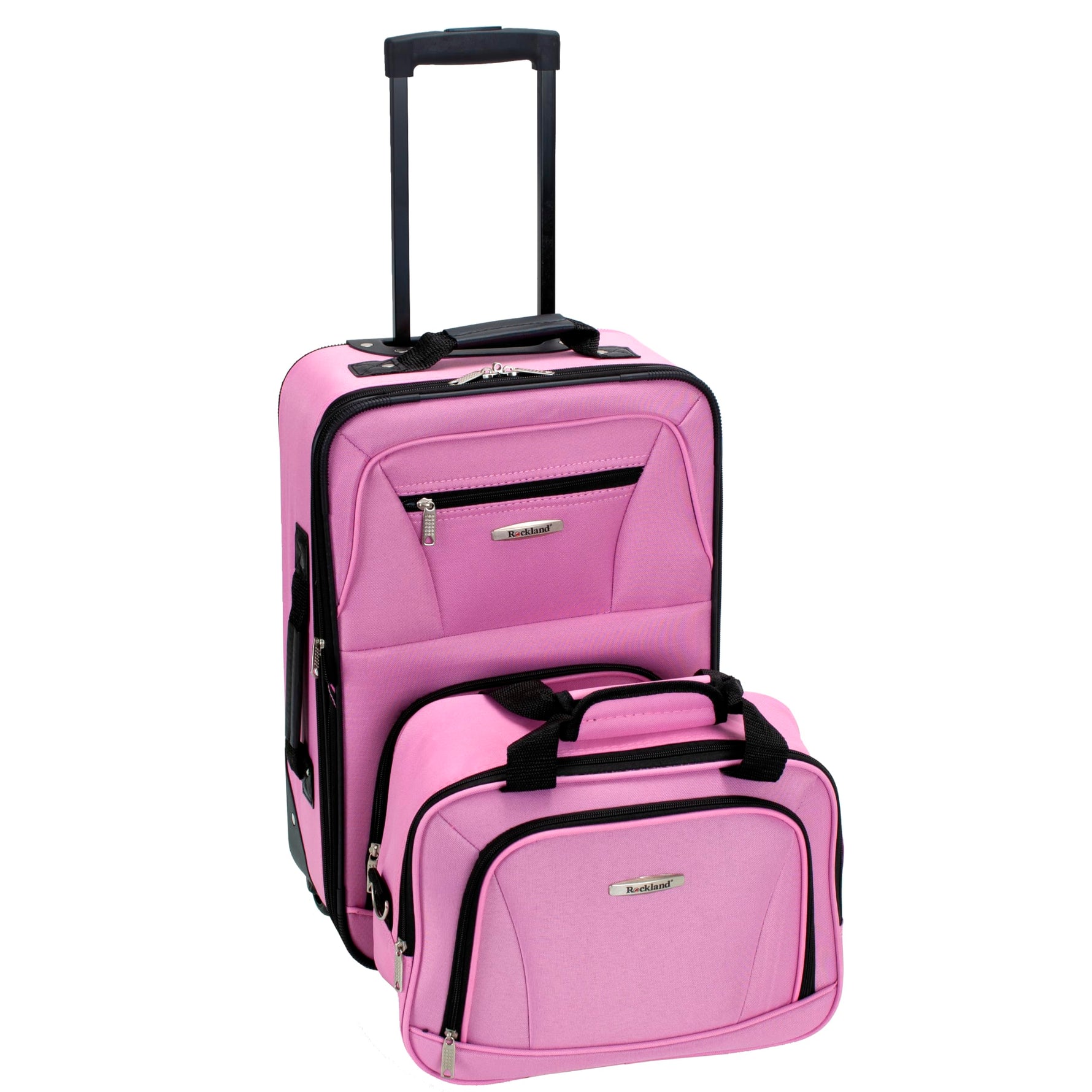 Rockland Fashion Softside 2 Piece Luggage Set, Expandable, (14" Tote/19" Upright), Purple
