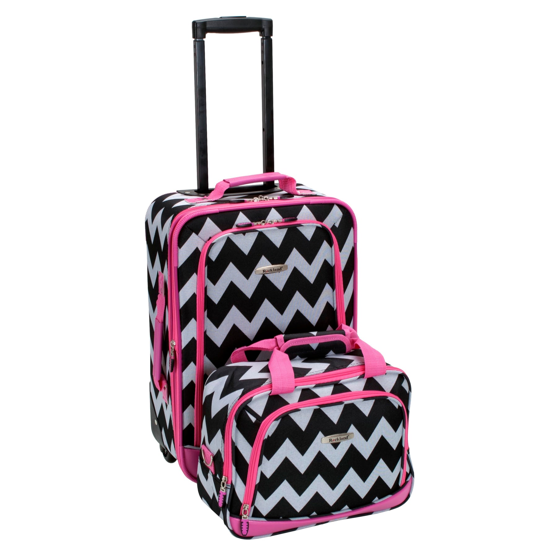 Rockland Fashion Softside 2 Piece Luggage Set, Expandable, (14" Tote/19" Upright), Purple