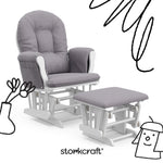 Storkcraft Premium Hoop Glider & Ottoman (Espresso with Beige) — GREENGUARD Gold Certified, Solid Wood Craftsmanship, Convenient Storage Pockets, Glider Rocking Chair for Nursery, Multi-Award-Winning