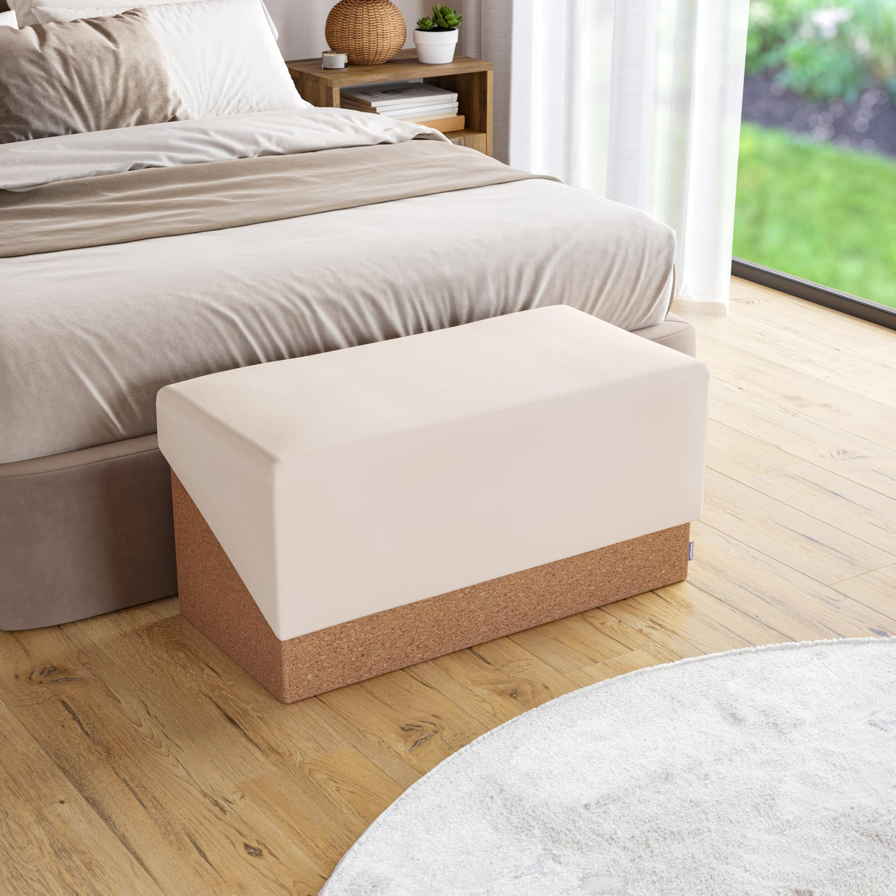 Seville Classics Cushioned Fabric Ottoman Hidden Storage Chest Footrest Chair, Padded Seat for Bedroom, Dorm, Loft, Living Room, Entryway, Hallway, Blue Velvet, 30" Bench