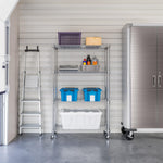 5-Tier Steel Wire Shelving, 30"W x 14"D x 61.5"H | Durable solid steel wire storage rack with adjustable shelves featuring 300 pounds per shelf weight capacity for home use