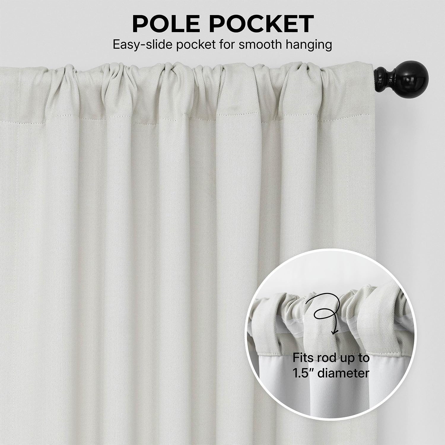 HPD Half Price Drapes - Faux Linen Curtains for Living Room (1 Panel) - 50W X 96L - Textured Room Darkening Curtains for Bedroom 96 Inches Long - Drapes for Home Decor, Birch