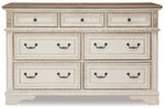 Signature Design By Ashley Realyn French Country Youth 6 Drawer Dresser, Chipped White & Brown
