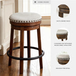 Signature Design by Ashley Valebeck Upholstered Swivel Stool, Cushioned Seat, Woven Fabric Upholstery, Wood, 24" H, Brown & Black