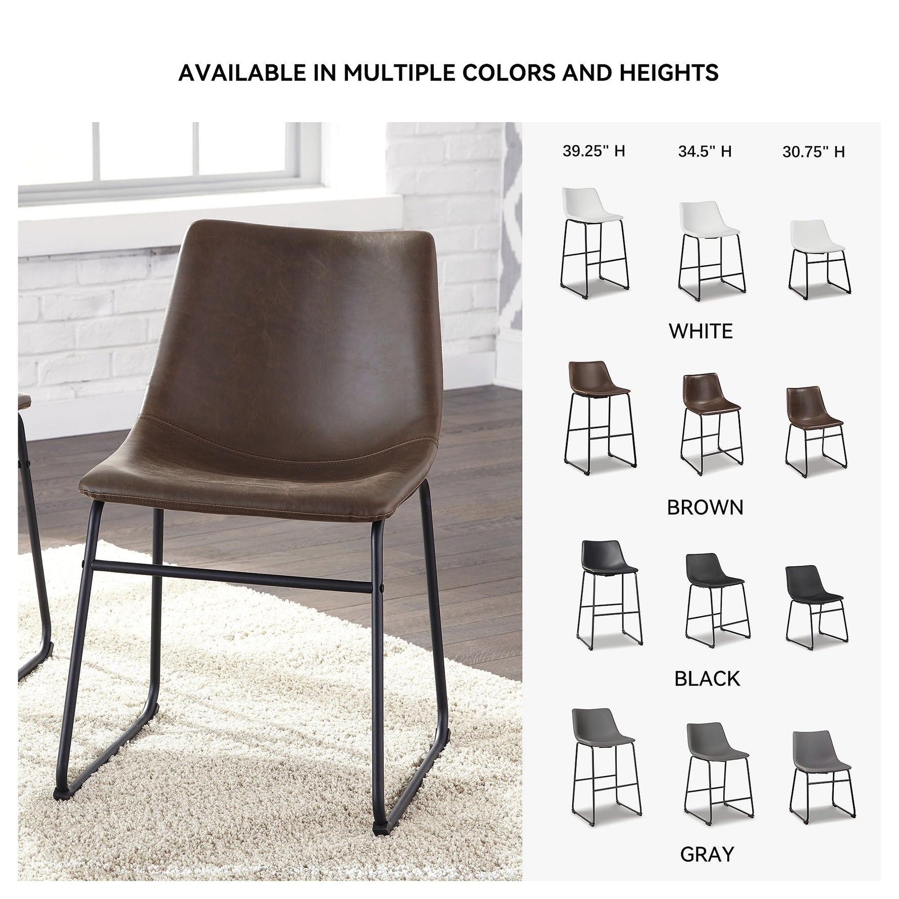 Signature Design by Ashley Mid Century Centiar 18.75" Dining Bucket Chair, 2 Count, Black and Brown
