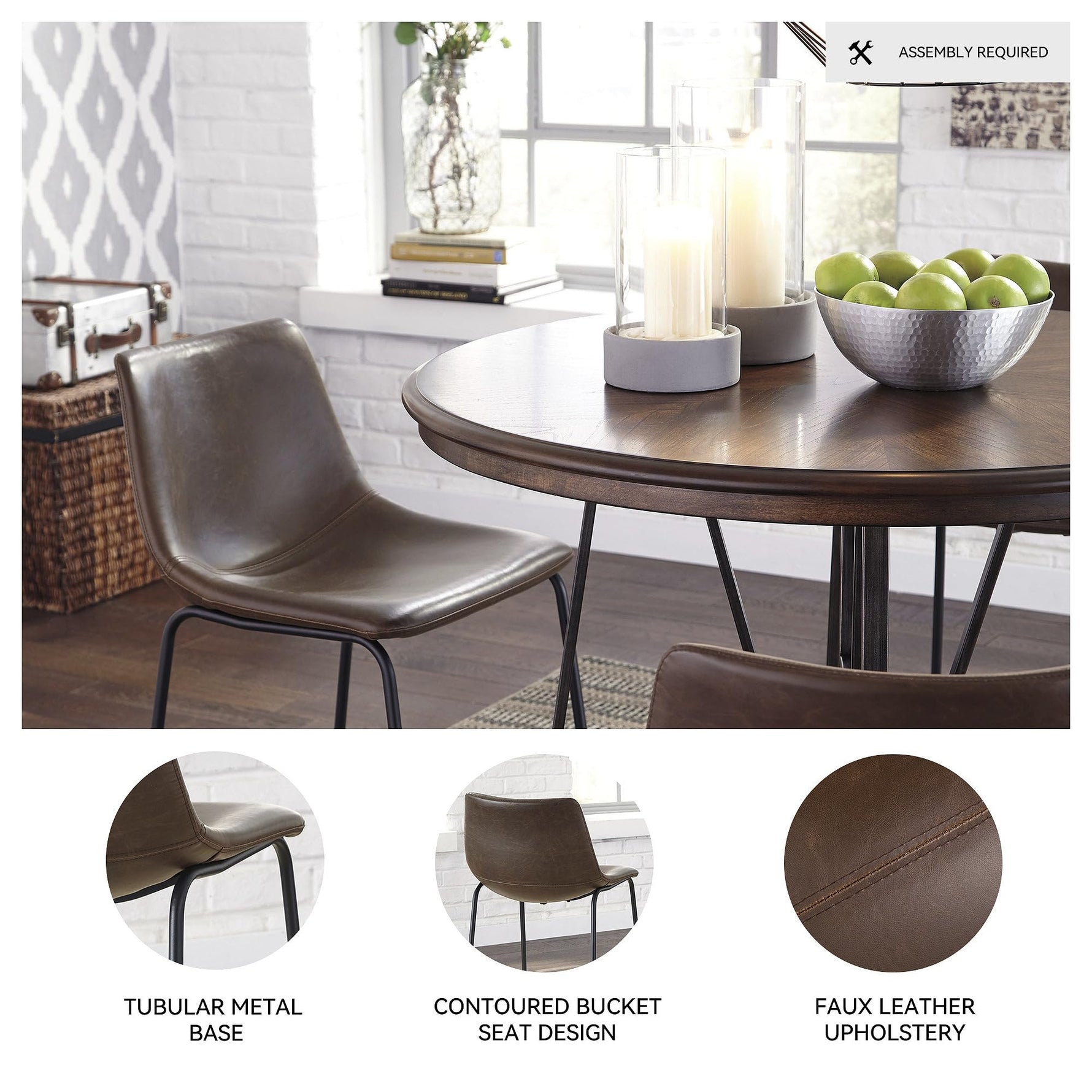 Signature Design by Ashley Centiar 24" Counter Height Modern Bucket Barstool, 2 Count, Black
