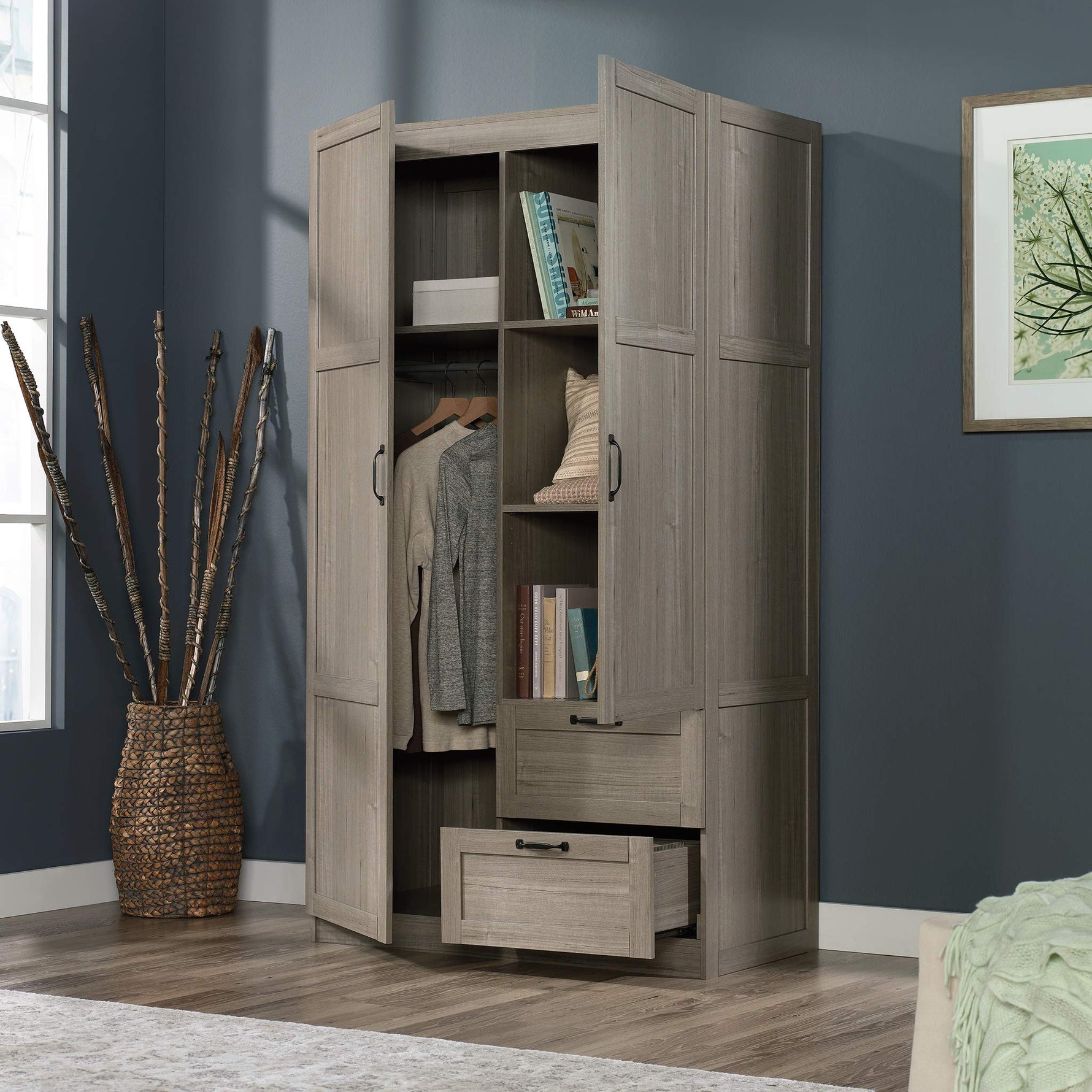 Sauder Miscellaneous Storage Wardrobe/Storage Cabinet/Pantry Cabinet, Reclaimed Pine Finish | Miscellaneous Storage