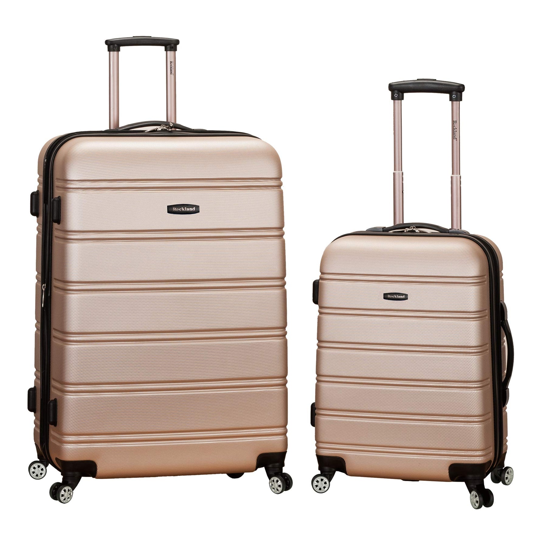 Rockland Melbourne Hardside Expandable Spinner Wheel Luggage, Checked Large 28", Black
