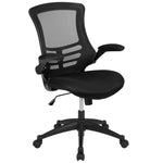 Flash Furniture Kelista Mid-Back Swivel Office Chair with Adjustable Seat Height, Ergonomic Mesh Desk Chair with Flip-Up Armrests, Black