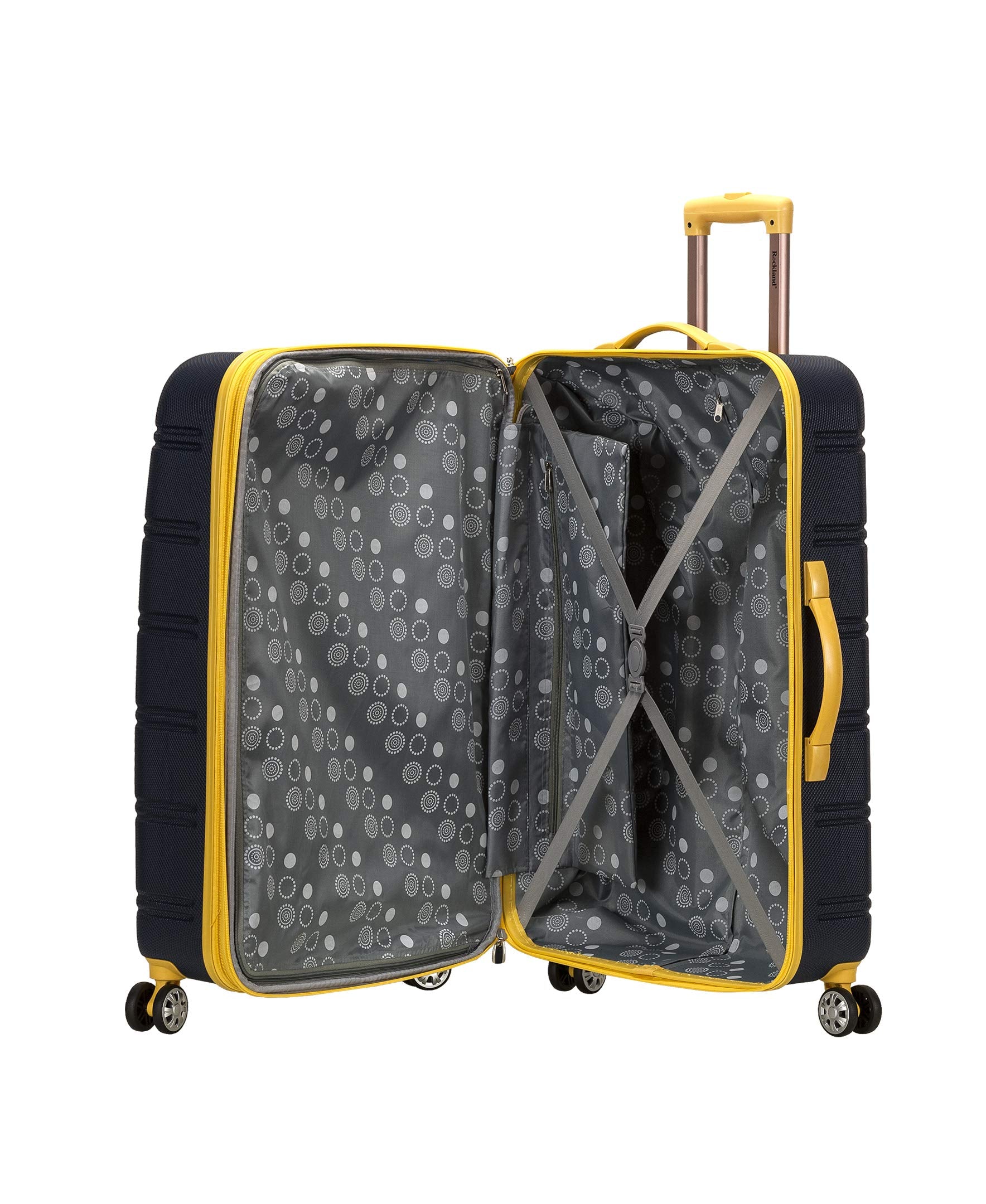 Rockland Melbourne Hardside Expandable Spinner Wheel Luggage, Checked Large 28", Black