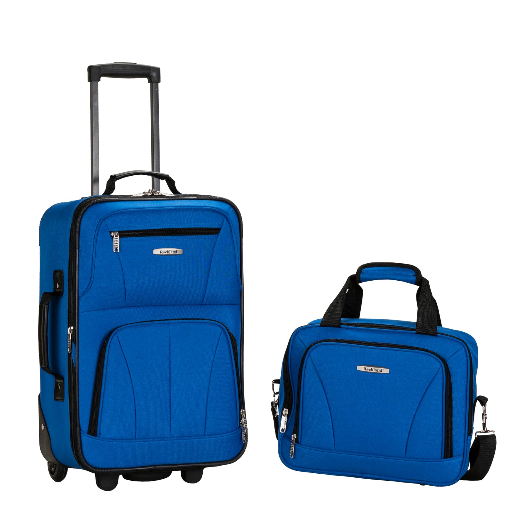 Rockland Fashion Softside 2 Piece Luggage Set, Expandable, (14" Tote/19" Upright), Purple