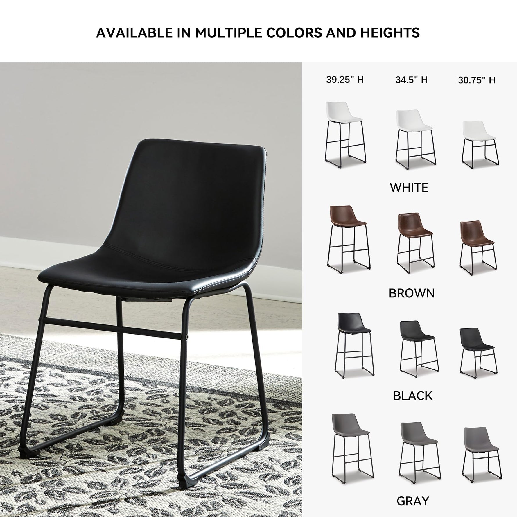 Signature Design by Ashley Mid Century Centiar 18.75" Dining Bucket Chair, 2 Count, Black and Brown