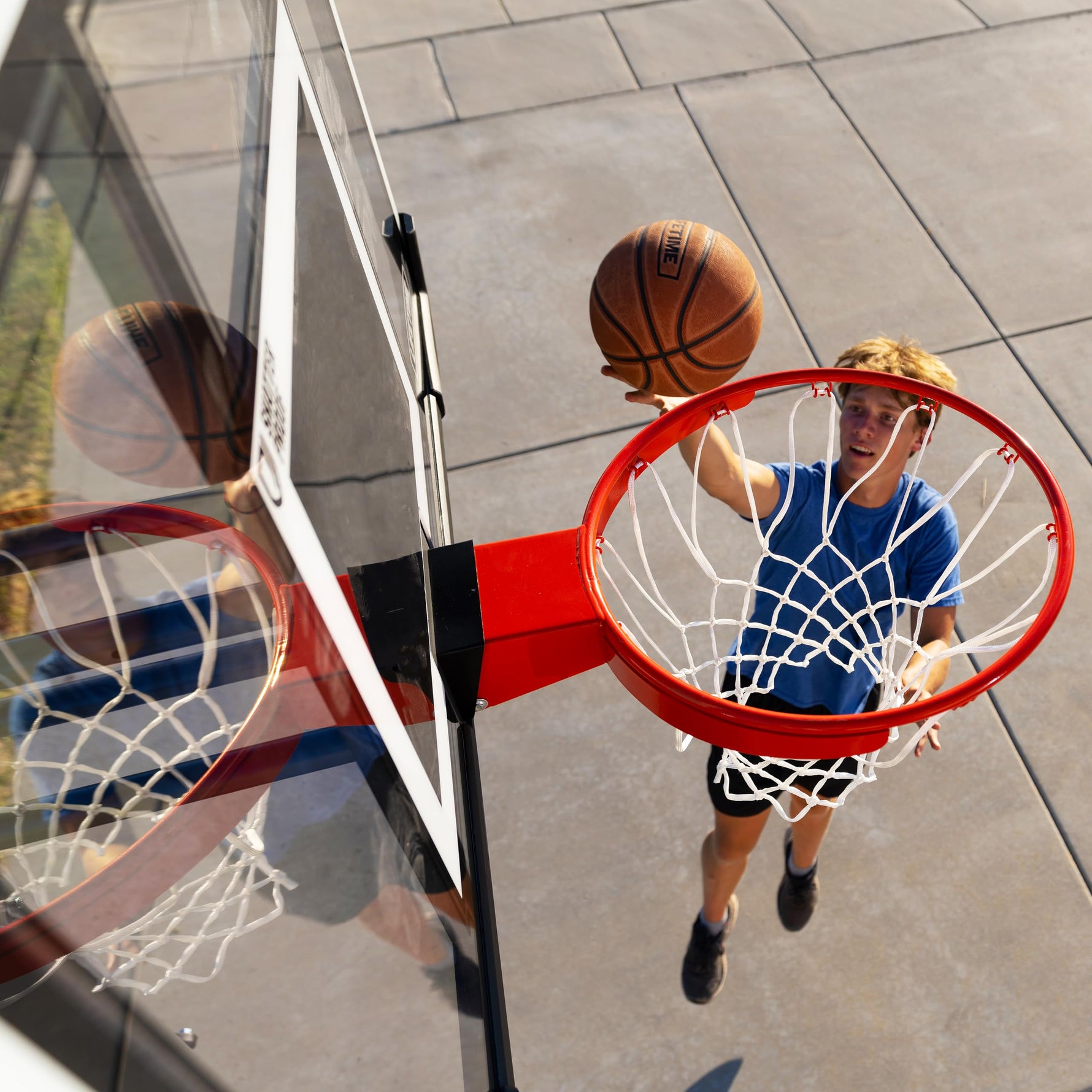Lifetime Adjustable Portable Basketball Hoop, 54-Inch Shatterproof Polycarbonate Backboard, Slam-It Pro Rim, Adjustable Height 7.5-10 Ft, Portable Heavy-Duty Base with Wheels