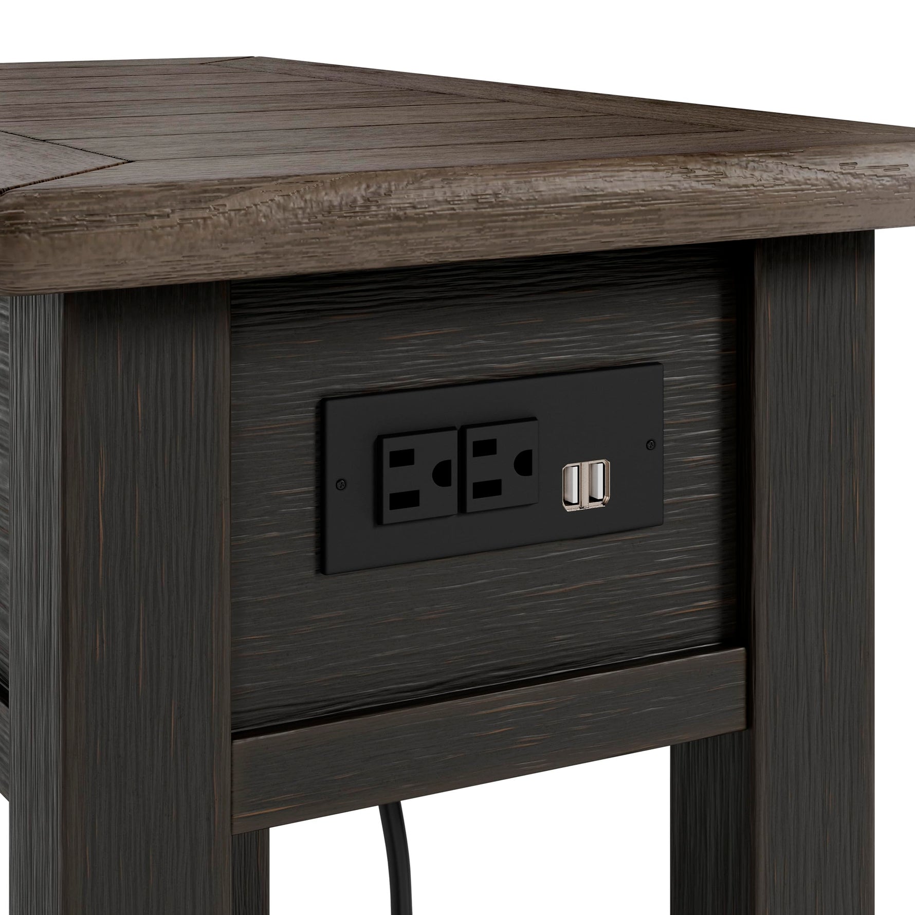 Signature Design by Ashley Bolanburg Chairside End Table With Charging Station, Two-Tone Wood Accent Table With Drawer Storage, Plank Top Design for Living Room or Bedroom, Antique White
