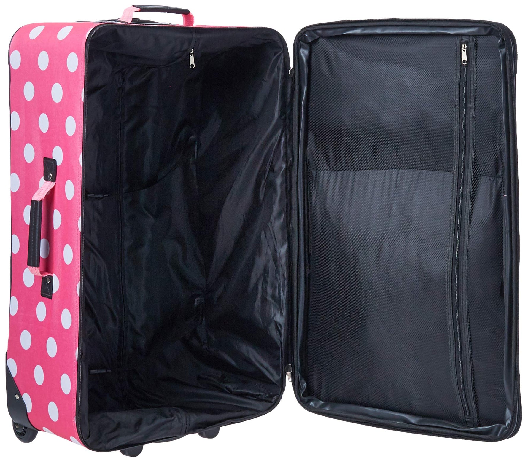 Rockland Vara Softside 3 Piece Upright Luggage Set, Expandable, (20"/28"/22" Rolling Duffel), Pink Leopard