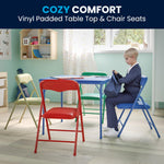 Flash Furniture Mindy Kids 5-Piece set Folding Square Table and Chairs Set for Daycare and Classrooms, Children's Activity Table and Chairs Set, Multicolor
