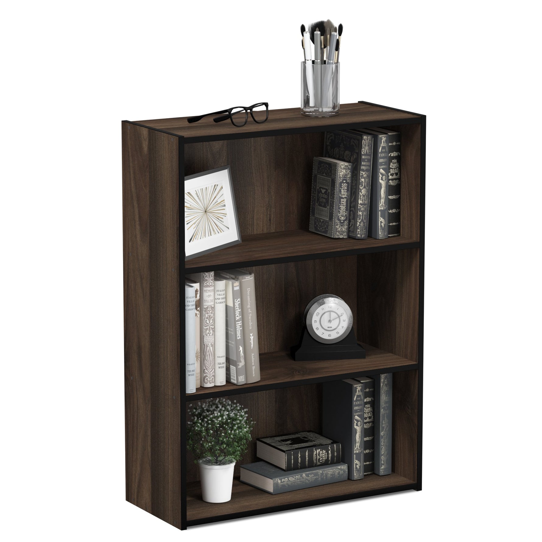 Furinno PASIR Book Shelf, 3-Tier Bookshelf, Storage Shelves Bookcase, 9.7 x 23.7 x 31.5, for Living Room, Bedroom, Home Office, Plain White