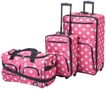 Rockland Vara Softside 3 Piece Upright Luggage Set, Expandable, (20"/28"/22" Rolling Duffel), Pink Leopard
