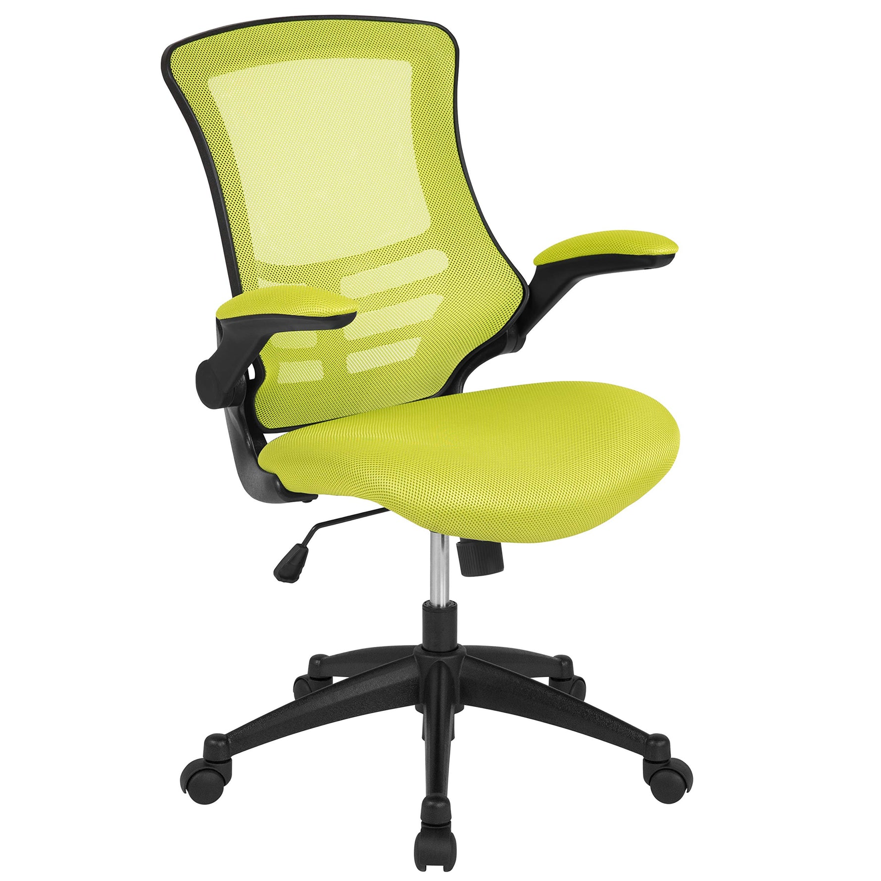 Flash Furniture Kelista Mid-Back Swivel Office Chair with Adjustable Seat Height, Ergonomic Mesh Desk Chair with Flip-Up Armrests, Black