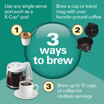 Hamilton Beach FlexBrew Trio 2-Way Coffee Maker, Compatible with K-Cup Pods or Grounds, Combo, Single Serve & Full 12 Cup Coffee Pot, White, Fast Brewing, Removeable Reservoir