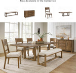 Signature Design by Ashley Cabalynn Farmhouse Upholstered Dining Bench, Foam Cushion, Hardwood Solids, 63.5" W x 16.5" D x 19.75" H, Beige & Light Brown
