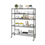 UltraDurable 5-Tier NSF Steel Wire Shelving, 48"W x 24"D x 76"H, Black | Heavy-duty commercial-grade solid steel wire storage rack featuring 800 pounds per shelf weight capacity