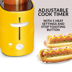 Oscar Mayer 2 Slot Hot Dog and Bun Toaster with Mini Tongs, Hot Dog Toaster Works with Chicken, Turkey, Veggie Links, Sausages and Brats, Yellow