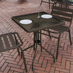 Flash Furniture Barker 23.5" Square Indoor/Outdoor Tempered Glass Patio Side Table, Outdoor Patio Table for Commercial or Residential Use, Clear/Black