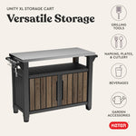 Keter Unity XL Portable Outdoor Table with Stainless Steel Top for Kitchen Prep and Outdoor Storage Cabinet for Grilling Accessories, Dark Grey