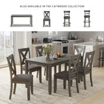 Signature Design by Ashley Caitbrook Rustic 7-Piece Dining Set – Rectangular Table with 6 X-Back Upholstered Chairs, Gray