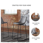 Signature Design by Ashley Centiar 24" Counter Height Modern Bucket Barstool, 2 Count, Black