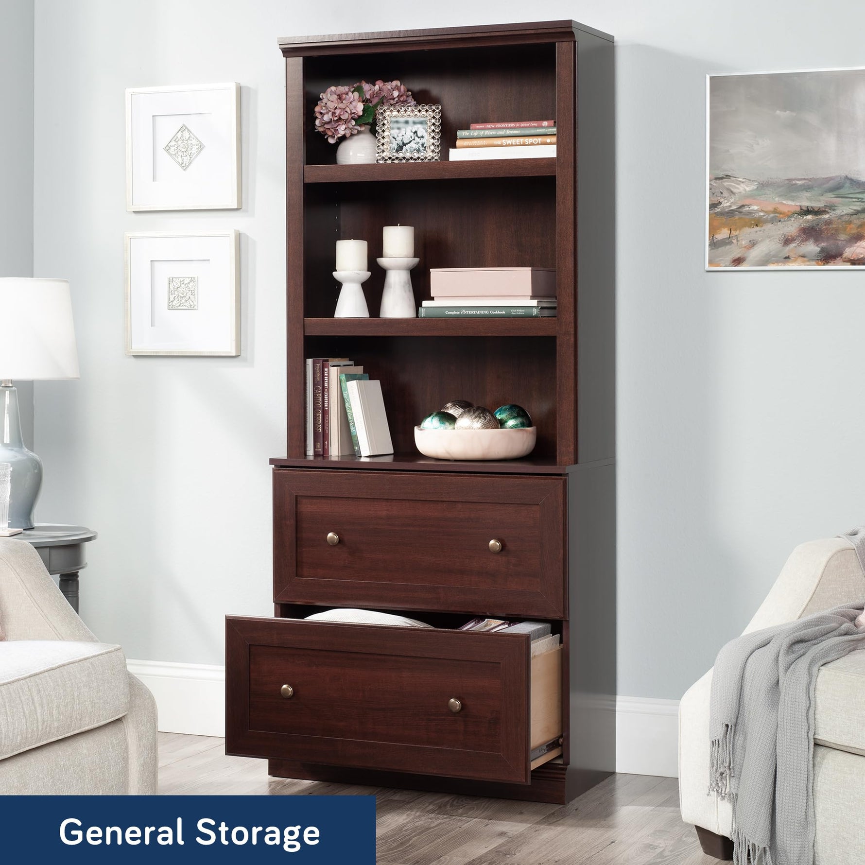 Sauder Miscellaneous Storage Library, in a Select Cherry Finish
