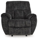 Signature Design by Ashley Skymaker Modern Faux Leather Manual Rocker Recliner with Track Arms, Dark Brown