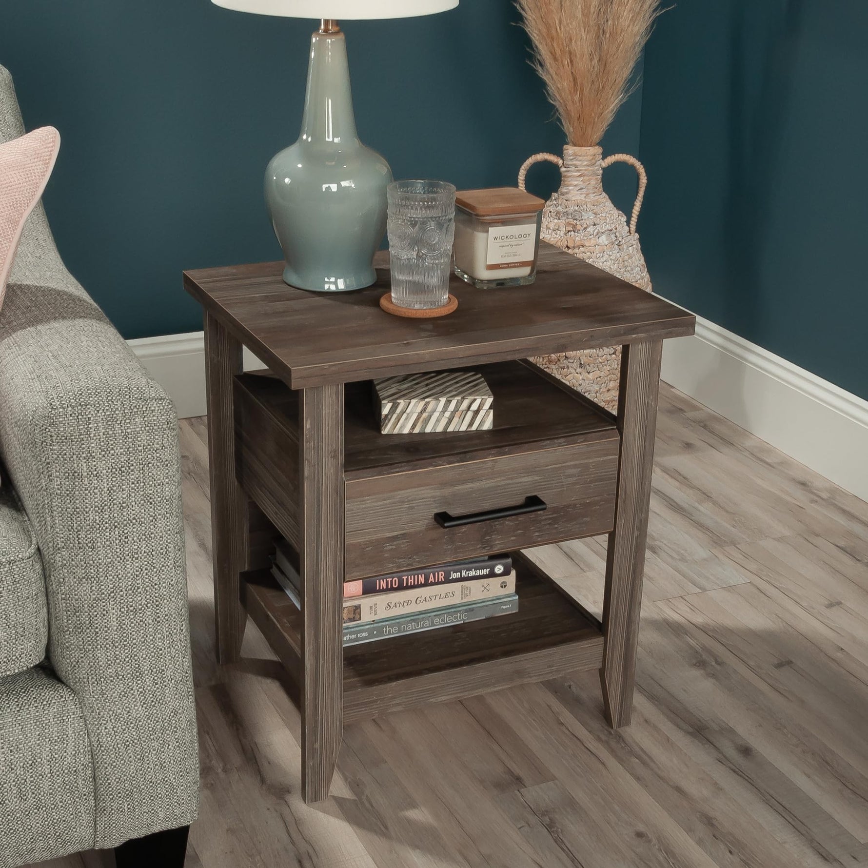 Sauder Summit Station Night Stand in Pebble Pine Finish