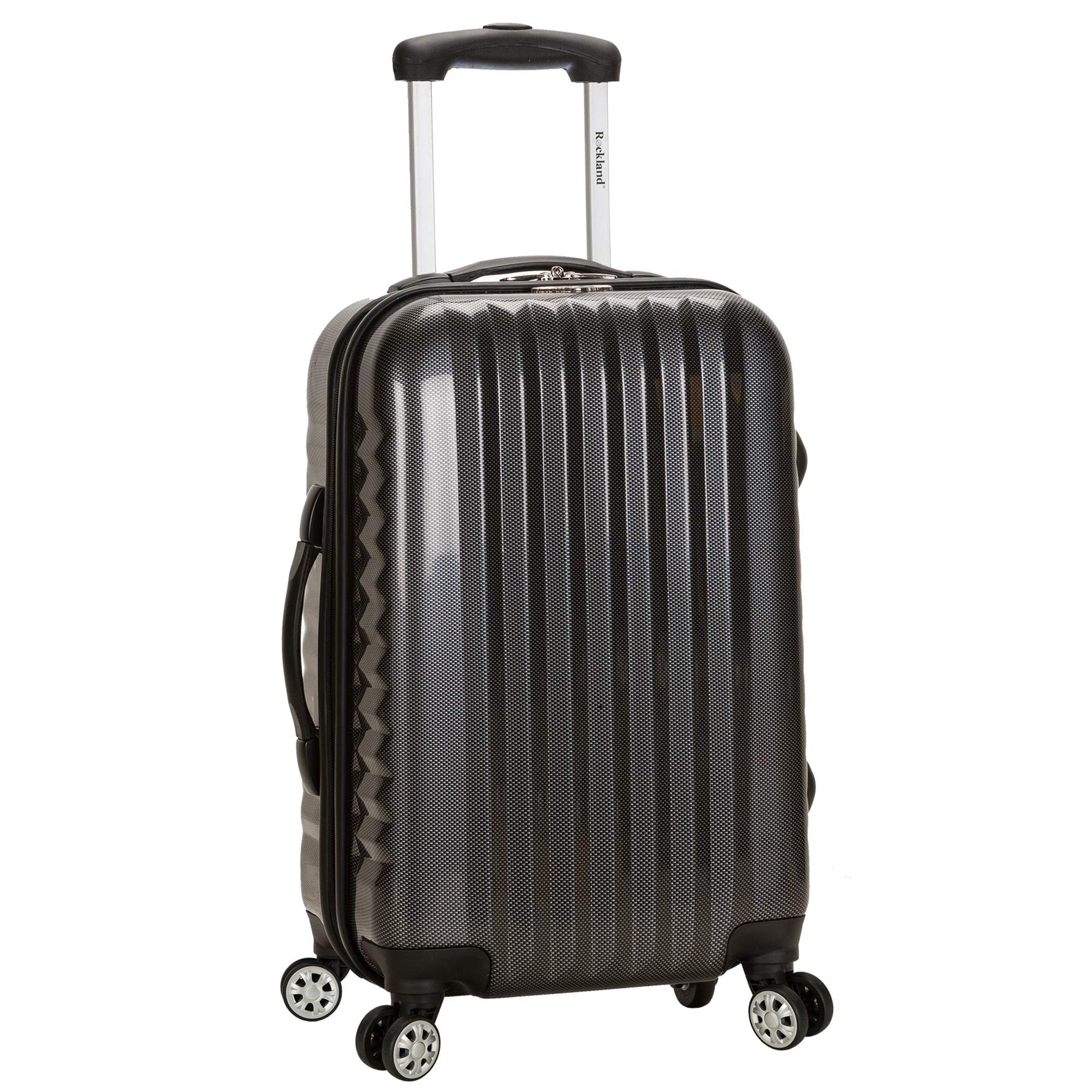 Rockland Melbourne Hardside Expandable Spinner Wheel Luggage, Checked Large 28", Black