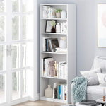 Furinno Jaya Book Shelf, 5-Tier Bookshelf, Bookcase with Adjustable Shelves, 9.5 x 24.5 x 71.2, for Organization and Storage, for Living Room, Bedroom, Home Office, Blackwood