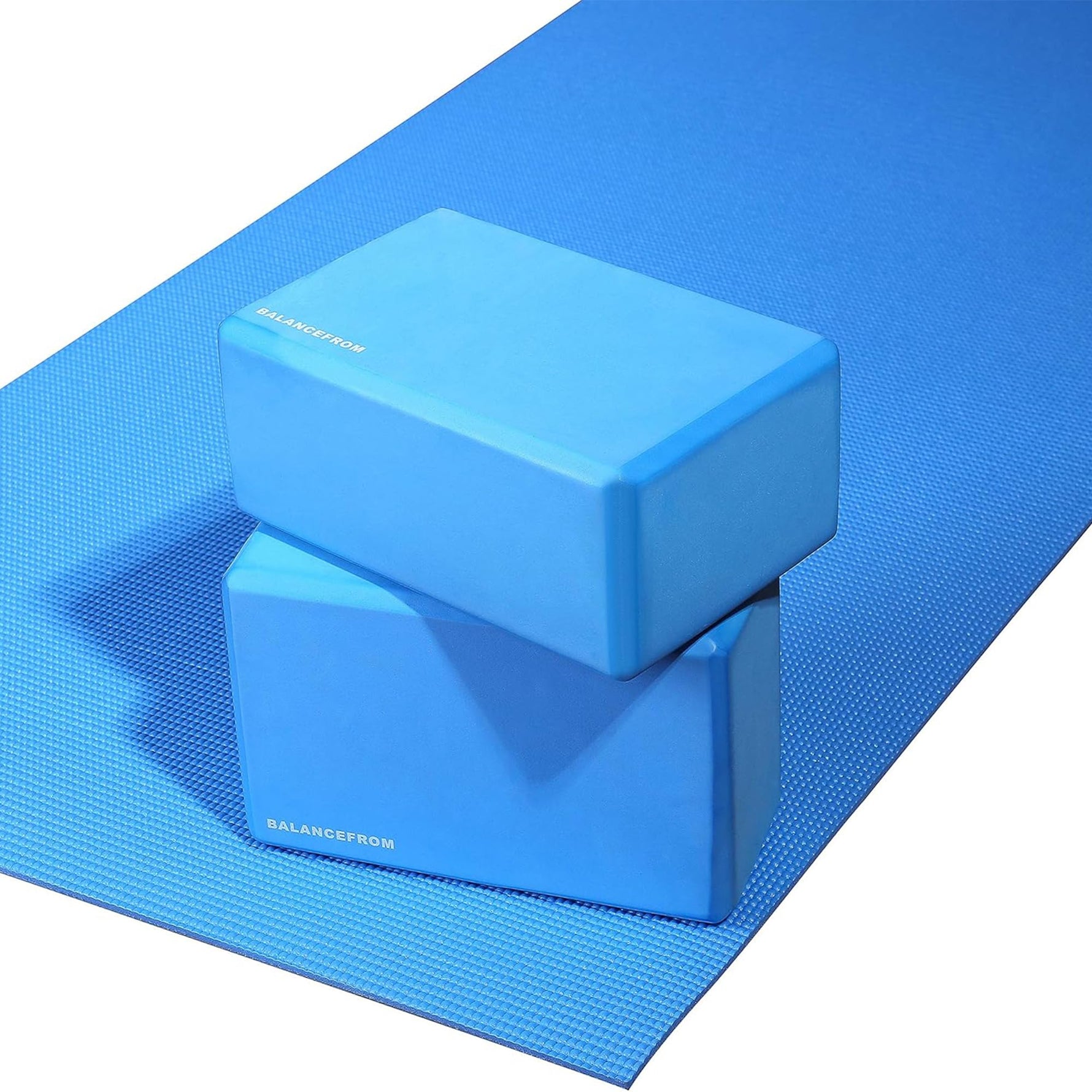 Fitvids 1/4-Inch High Density Thick Non Slip Yoga Mat with Knee Pad and Carrying Strap for Workout, Pilates, Gym Home Exercise, Blue