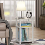 Furinno JUST Side Table, 3-Tier End Table, Open Shelves Night Stand, Bedside Table, Toolless Assembly, for Living Room, Bedroom, Bathroom, Columbia Walnut