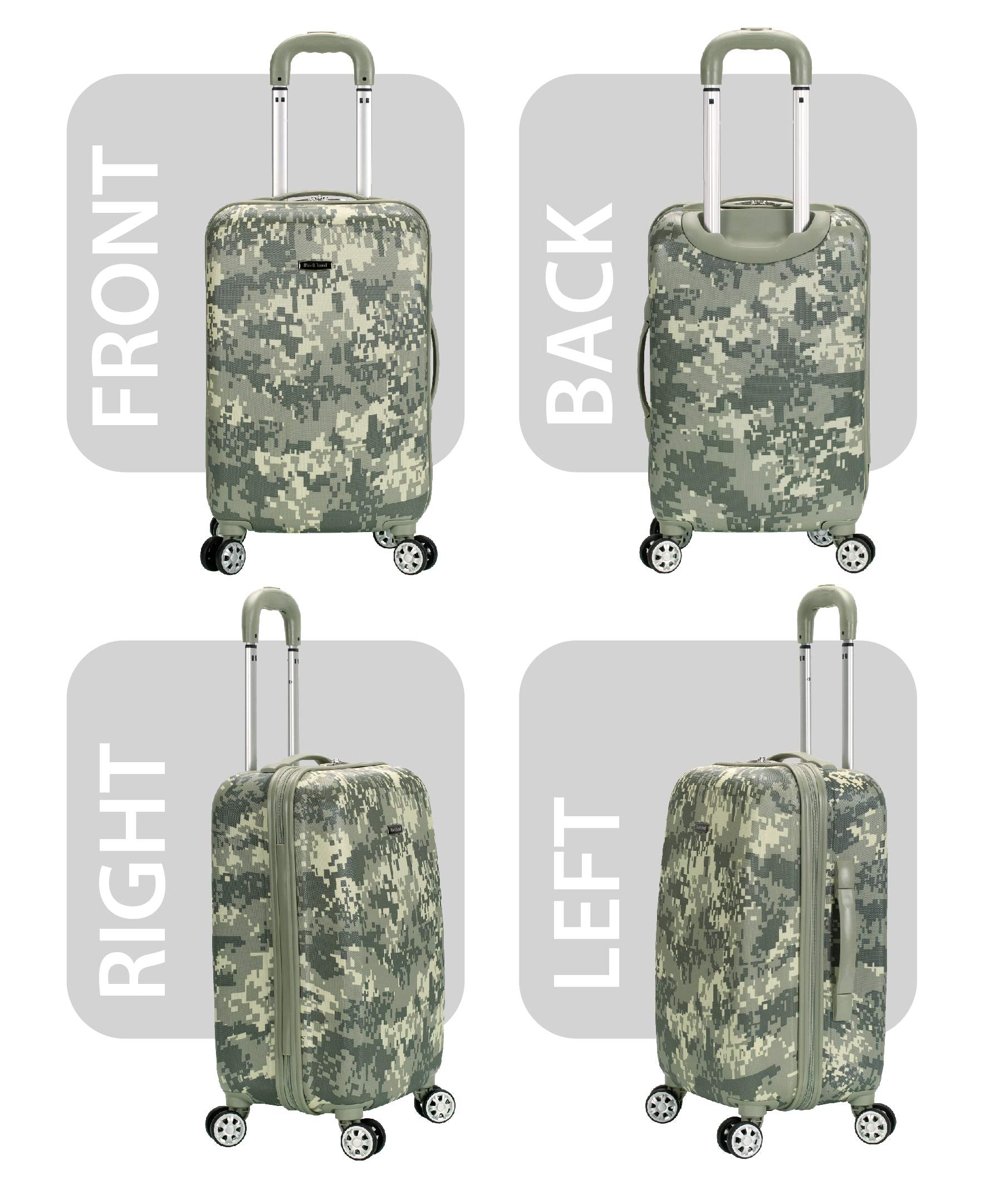 Rockland Safari Hardside Spinner Wheel Luggage, CAMO, Carry-On 20"