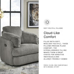 Signature Design by Ashley Tie-Breaker Swivel Glider Recliner, 2 Bolster Pillows, Hidden Storage, Fabric Upholstery, 41.38" W x 40.25" D x 39.75" H, Light Gray