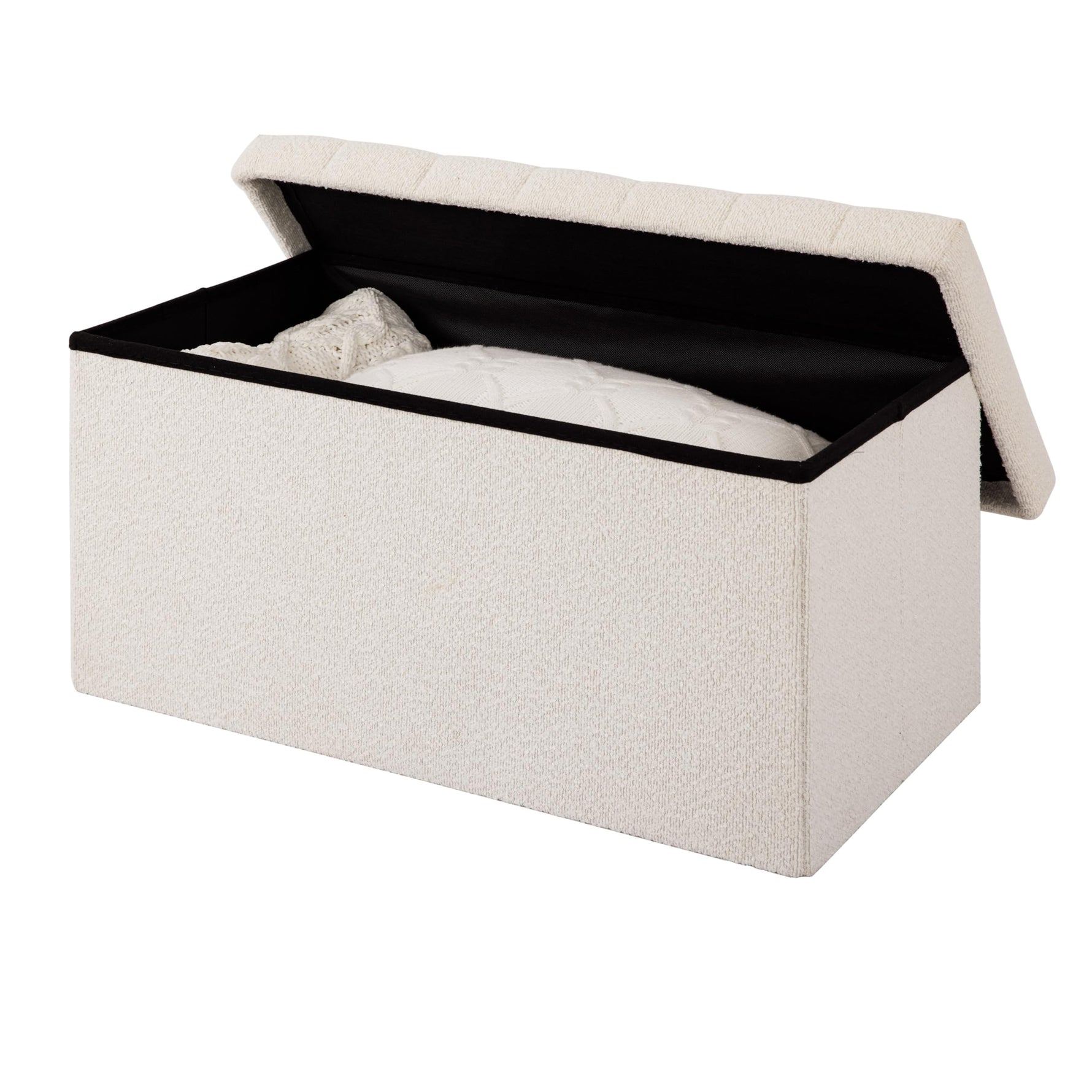 Seville Classics Cushioned Fabric Ottoman Hidden Storage Chest Footrest Chair, Padded Seat for Bedroom, Dorm, Loft, Living Room, Entryway, Hallway, Blue Velvet, 30" Bench