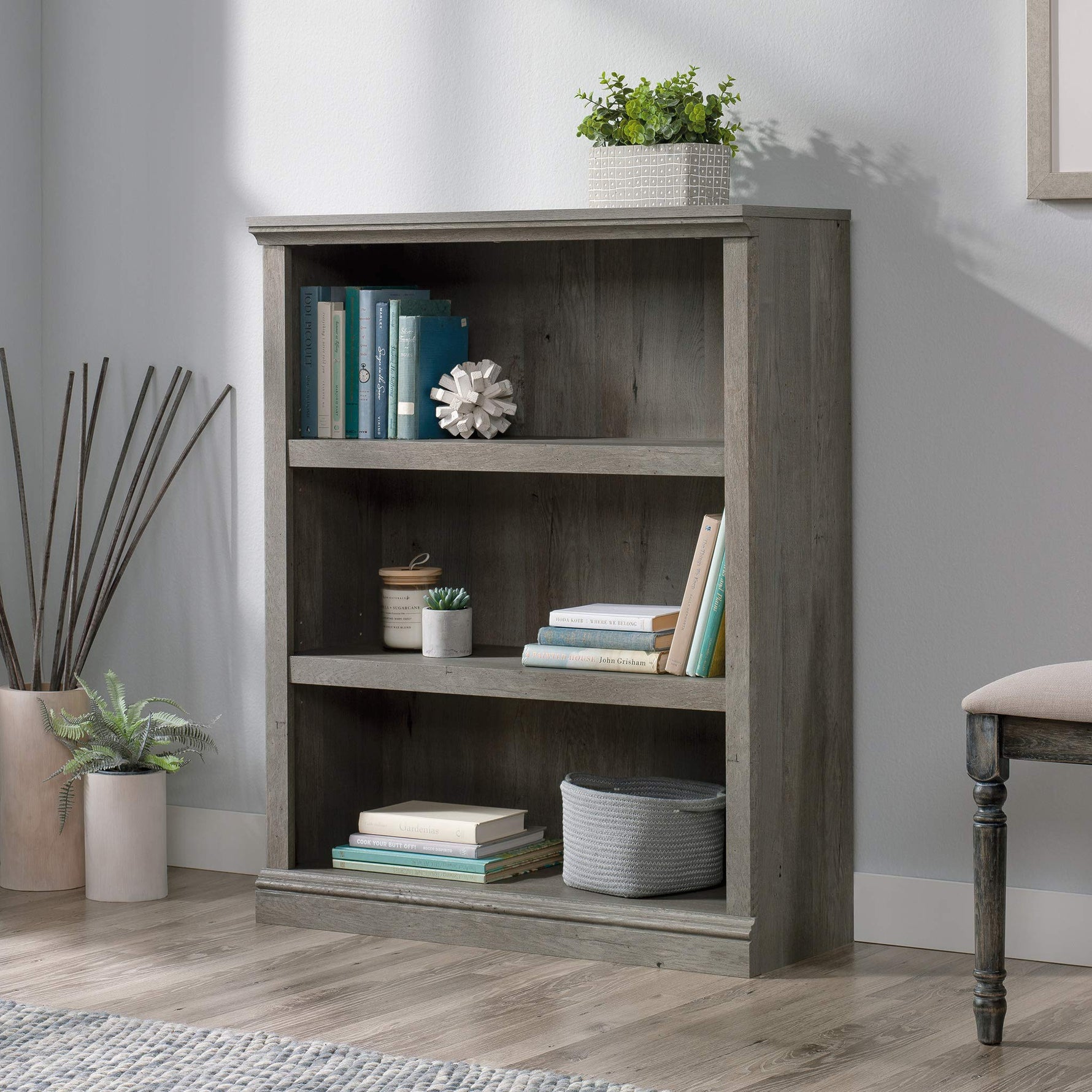 Sauder Miscellaneous Storage 3-Shelf Bookcase/ Book shelf, Oiled Oak finish