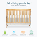 Dream On Me Synergy 5-in-1 Convertible Full-Size Baby Crib with Toddler, Day & Full Bed Conversion in White, GreenGuard Gold & BSA, 3 Mattress Heights, Sustainable Pinewood