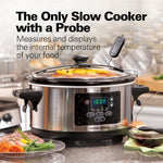 Hamilton Beach Portable 6 Quart Set & Forget Digital Programmable Slow Cooker with Lid Lock, Temperature Probe, Dishwasher Safe Crock & Lid, Stainless Steel (33969A)