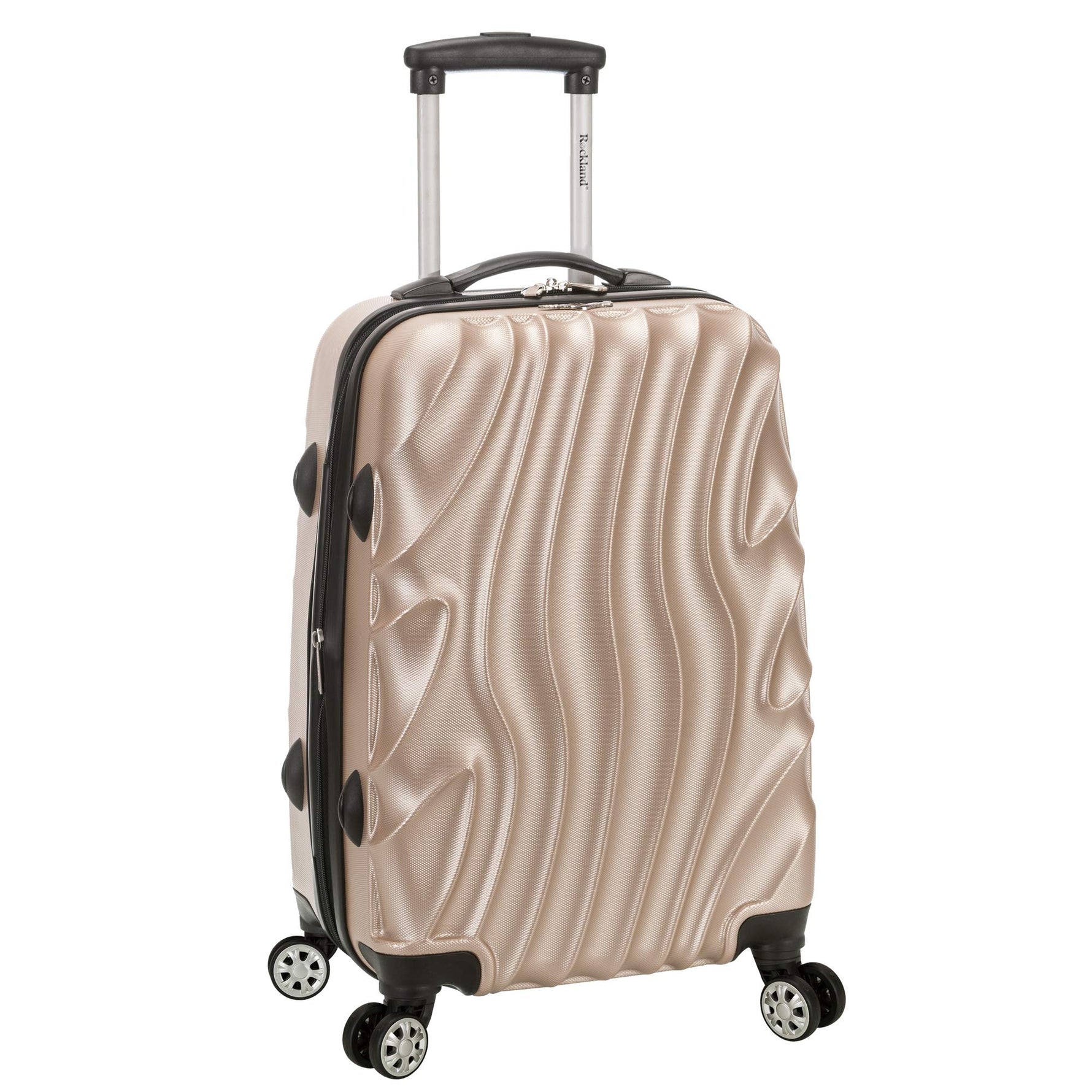 Rockland Melbourne Hardside Expandable Spinner Wheel Luggage, Checked Large 28", Black