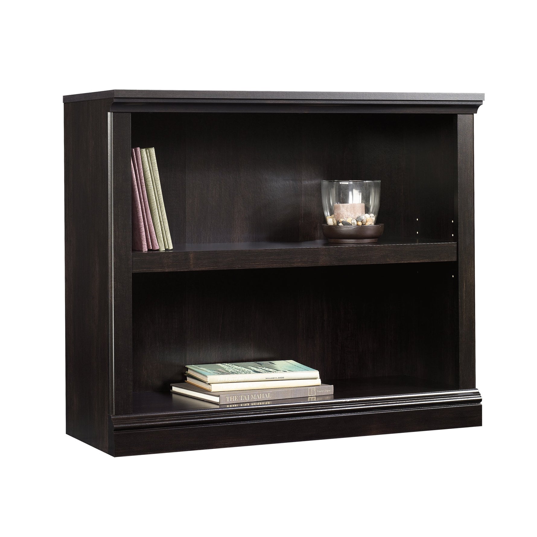 Sauder 2 Tier Book Shelf Wooden Bookcase Multipurpose Bookshelf for Home Office, Living Room, in Salt Oak