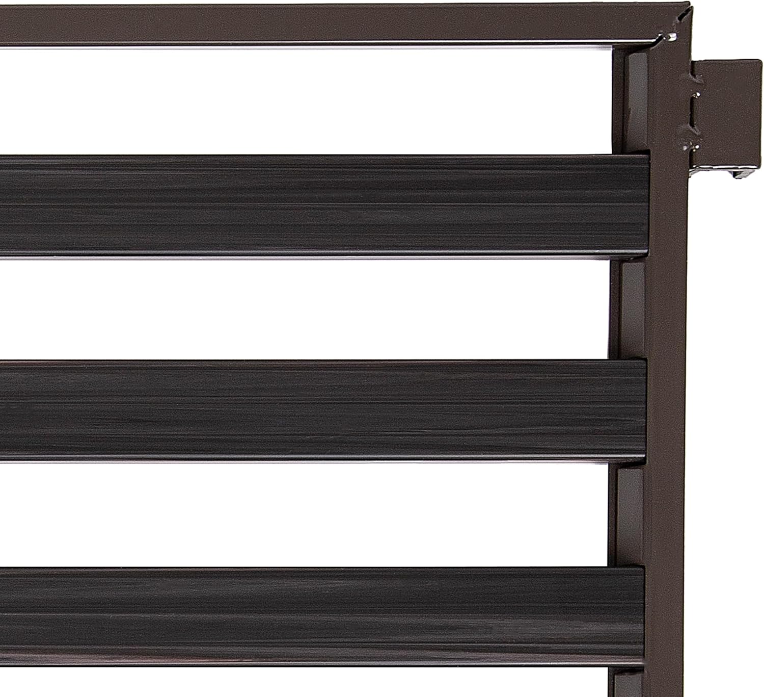 3-Tier Stackable 1" Slat Steel Frame Shoe Rack, 27.25"W x 12.75"D, Espresso | Interlocking modular design maximizes storage while the sturdy steel frame holds up to 12 pairs of shoes (Patented Design)