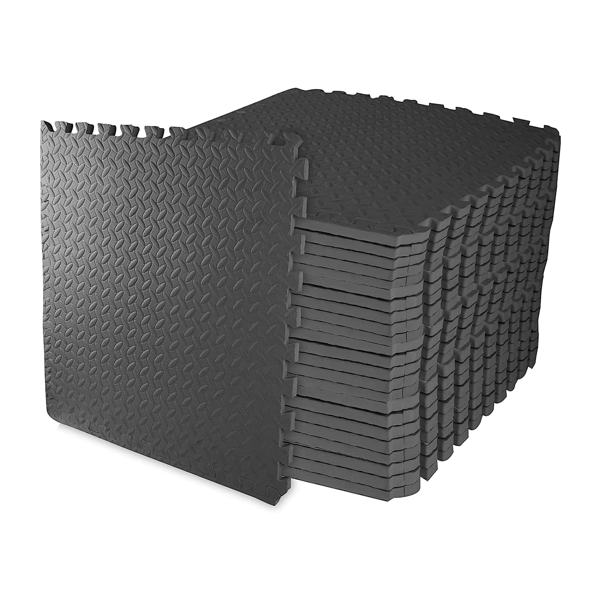 BalanceFrom 24x24 Inch EVA Interlocking Foam Exercise Tile Mat – Non-Slip Puzzle Flooring for Home Gym, Fitness Studio, or Playroom with Multiple Thickness, Coverage Sizes and Color Options